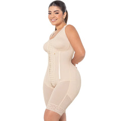 Tummy Control Shapewear Bodysuit Mid Thigh w/ Built-in Bra Fajas Colombianas MARIAE RXC633V