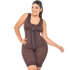 Tummy Control Shapewear Bodysuit Mid Thigh w/ Built-in Bra Fajas Colombianas MARIAE RXC633V