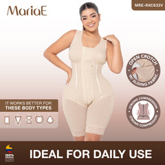 Tummy Control Shapewear Bodysuit Mid Thigh w/ Built-in Bra Fajas Colombianas MARIAE RXC633V