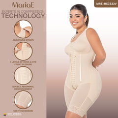 Tummy Control Shapewear Bodysuit Mid Thigh w/ Built-in Bra Fajas Colombianas MARIAE RXC633V