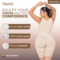 Tummy Control Shapewear Bodysuit Mid Thigh w/ Built-in Bra Fajas Colombianas MARIAE RXC633V