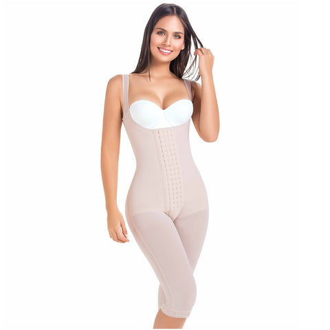 Shapewear & Fajas Colombianas: Extra-High-Waisted Firm Compression knee- length capri Beige at  Women's Clothing store