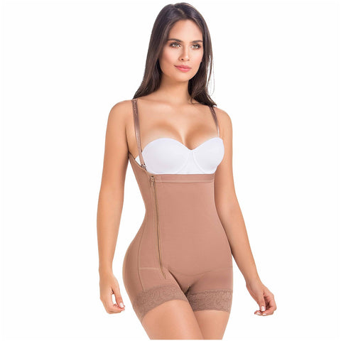 Girdle Shapewear Bodysuit-Faja Colombiana Fresh and Light Fajas Colombianas  Moldeadoras Body Suit for women Braless adjustable straps Flat Front zipper  Thermal stomach Adjustable Straps Compress your 
